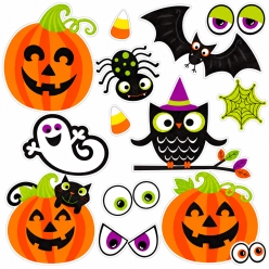 Colourful Halloween Clings 15 pc